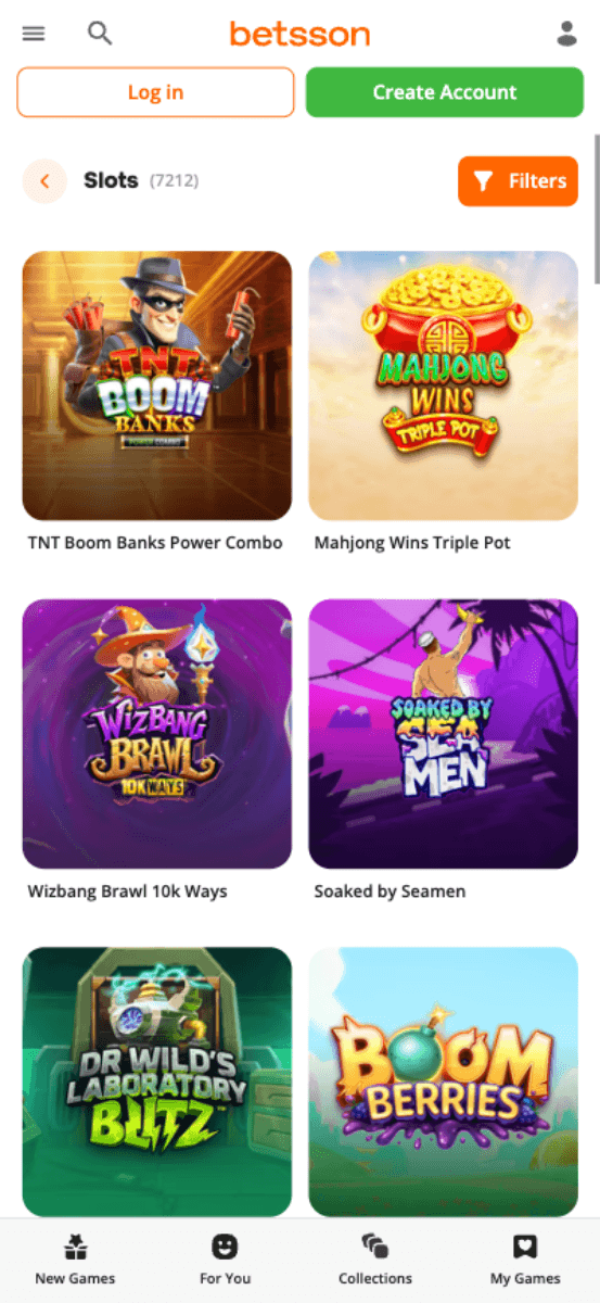 Betsson Casino Games Lobby