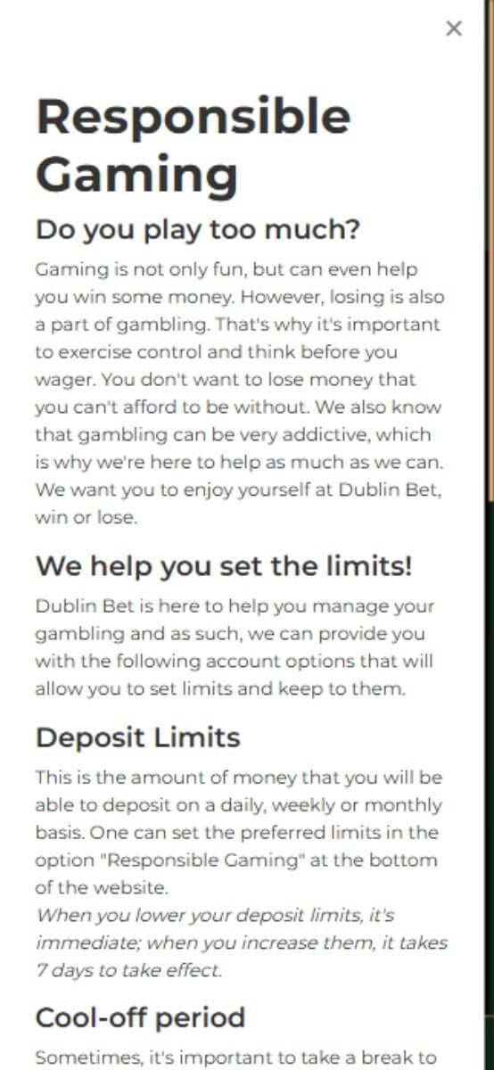 Reponsible gambling policy