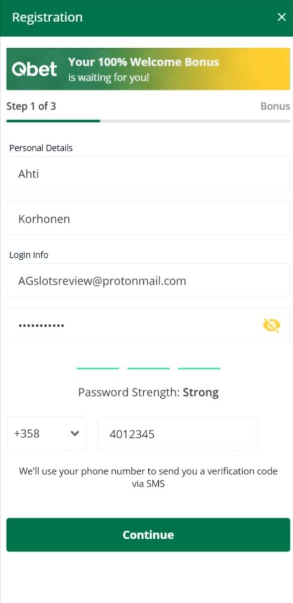 Qbet Registration Form