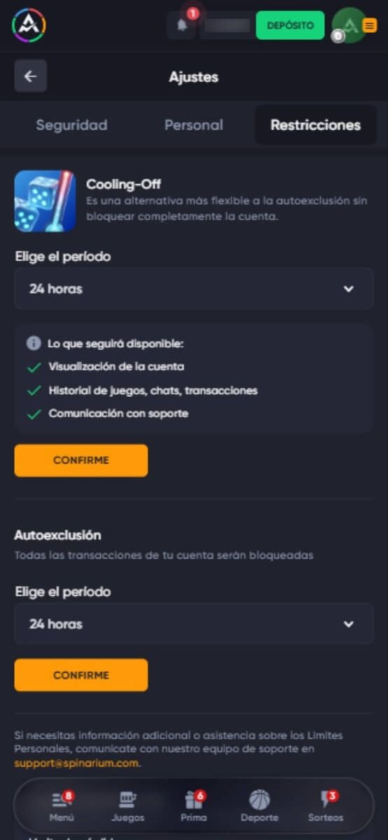 Spinarium Casino Juego responsable