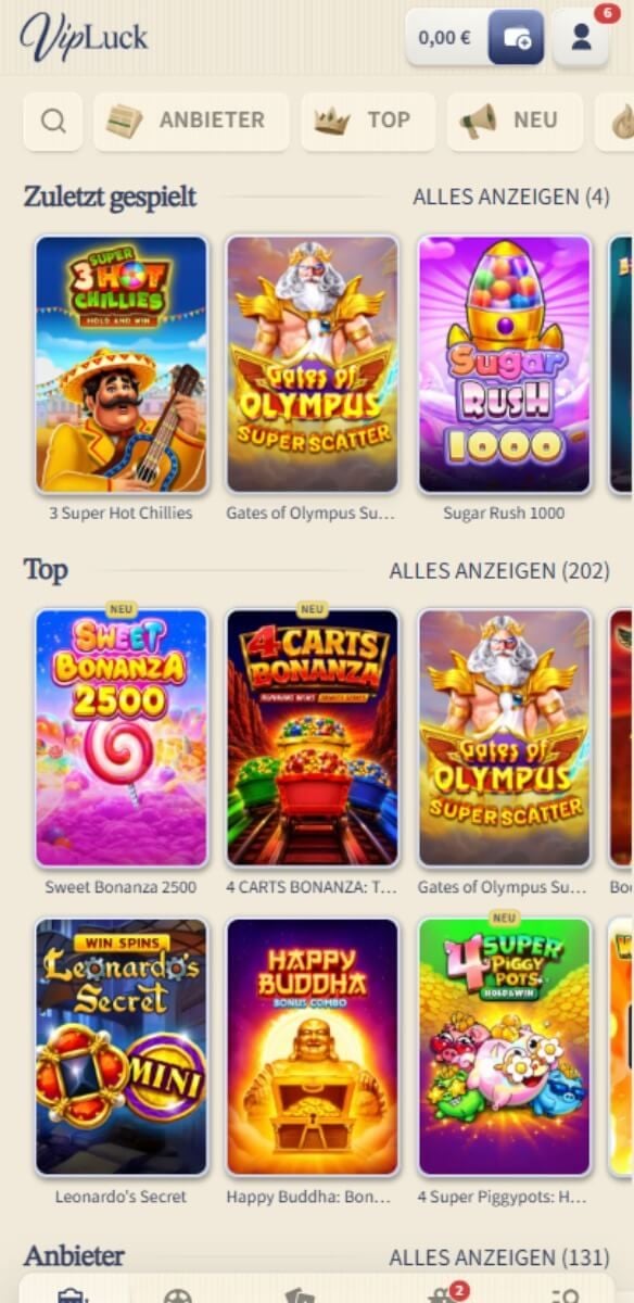 VipLuck Casino Spiele