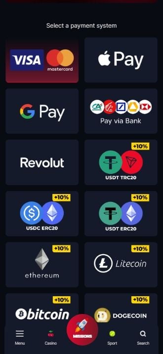 LollyBet Casino Payments