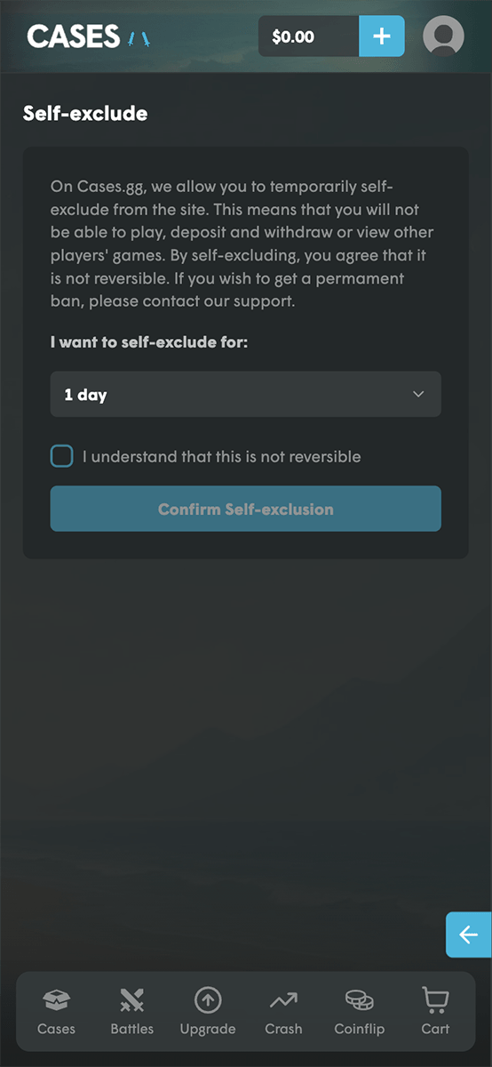 Cases.gg Casino Responsible Gambling Tools