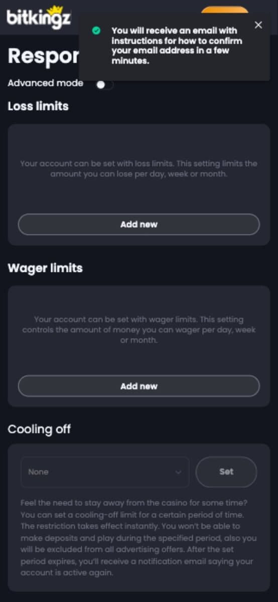 Bitkingz Casino Responsible Gambling