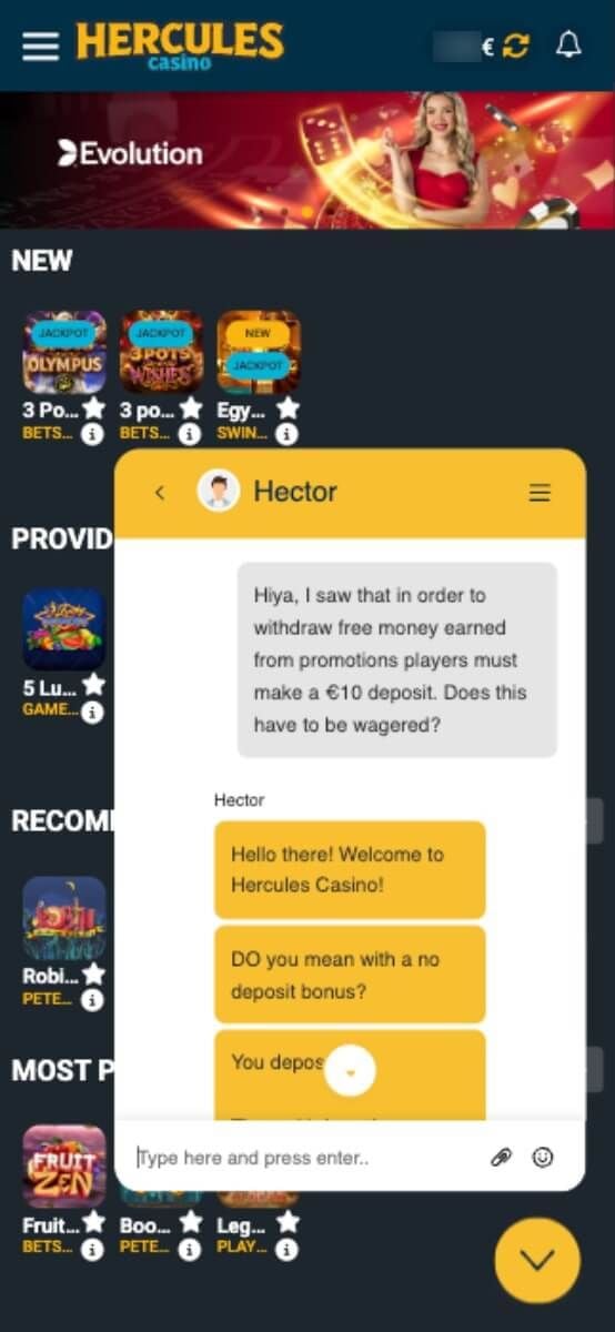 hercules casino customer service
