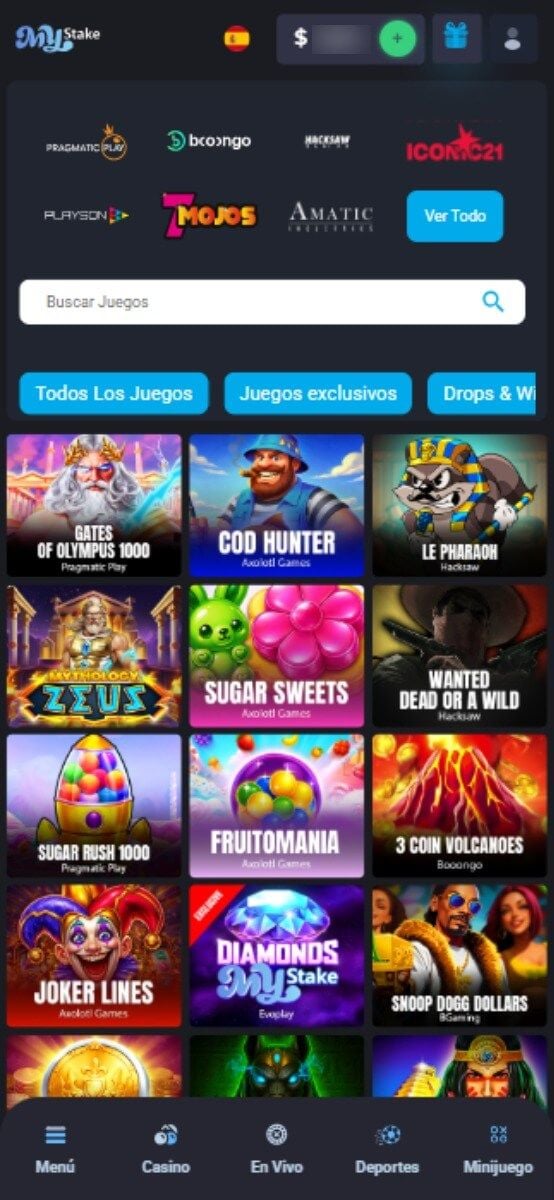 MyStake Casino Juegos