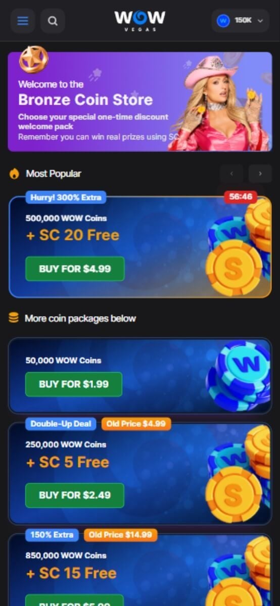 WOW Vegas Casino Payments