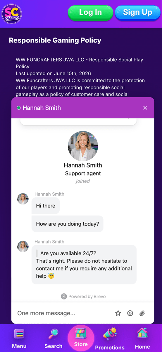 Sweepstake Casino Support