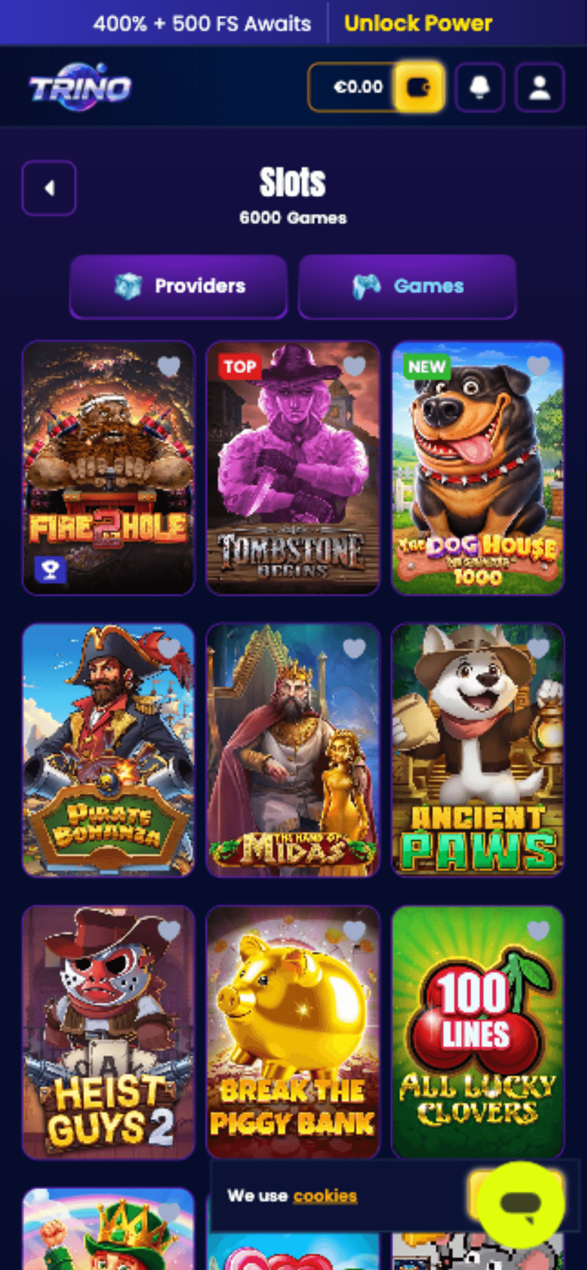 Trino Casino Games Lobby