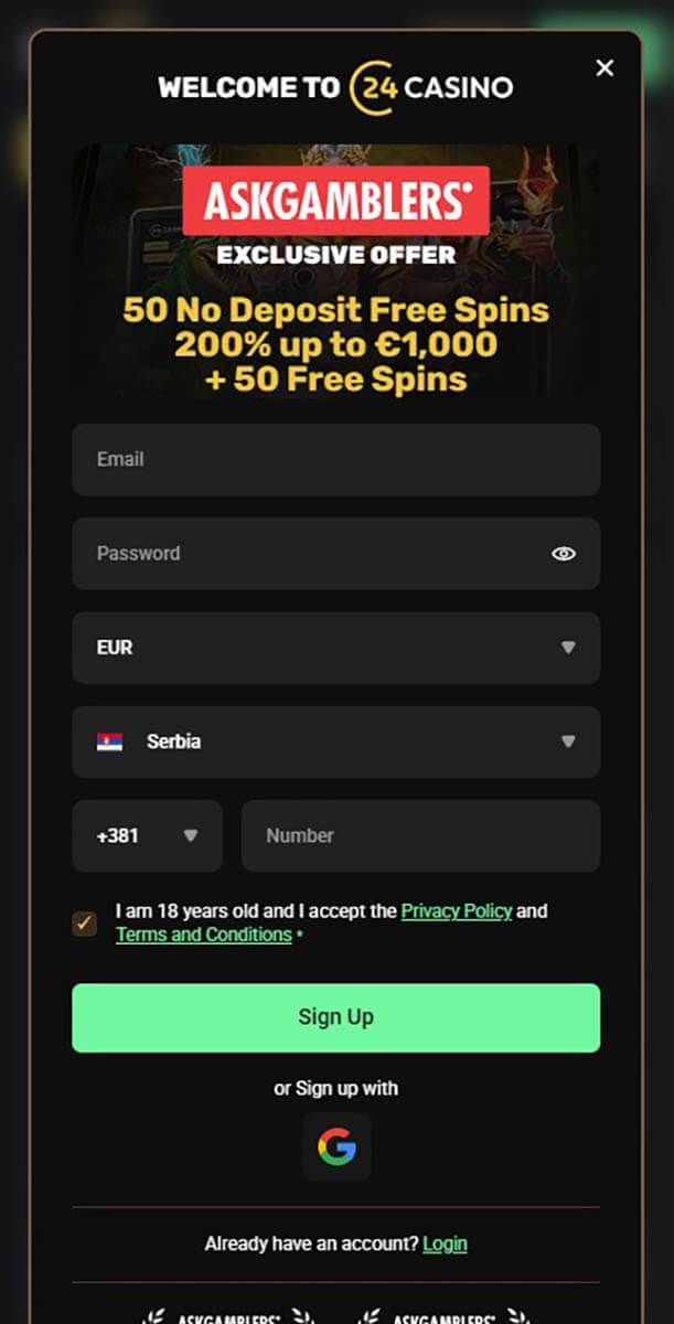 24Casino Sign Up