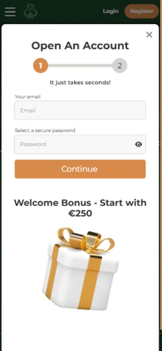 Dublinbet Sign up form