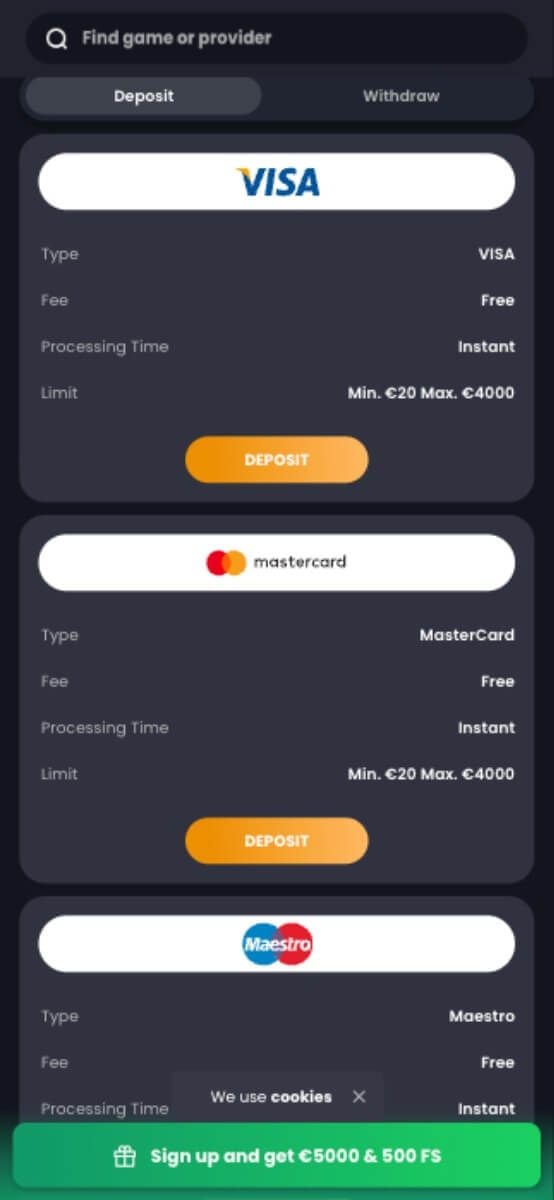 Bitkingz Casino Cashier