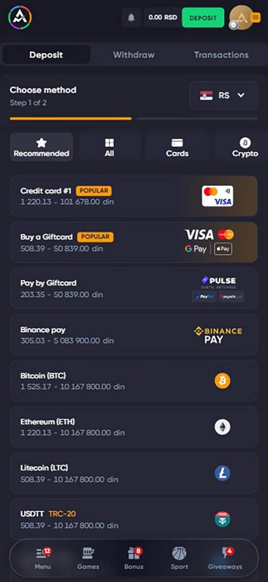 Spinarium Casino Payments