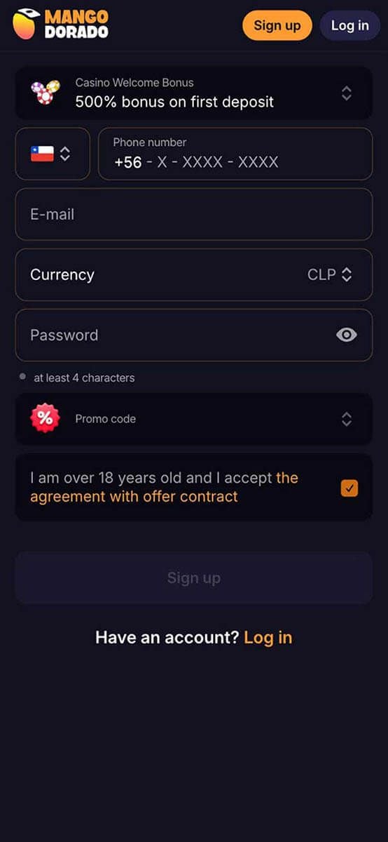 Mango Dorado Casino Registration Form