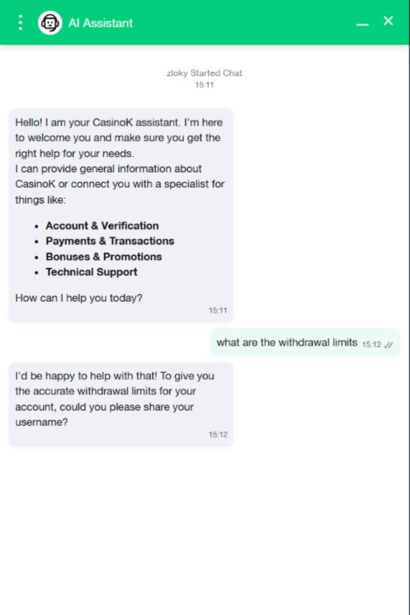 casinok support