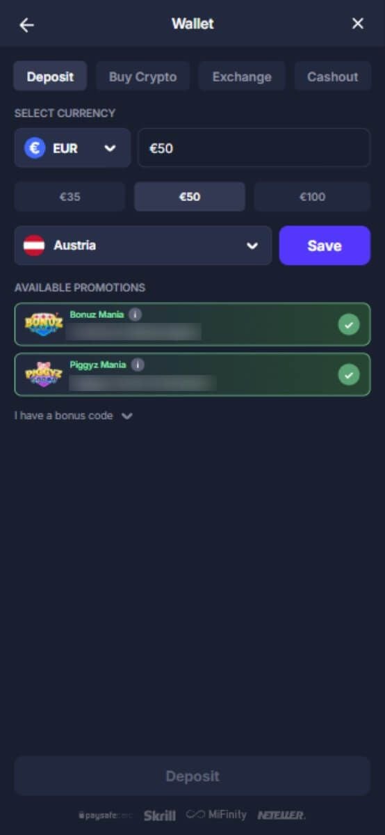 BitStarz Casino Einzahlungen