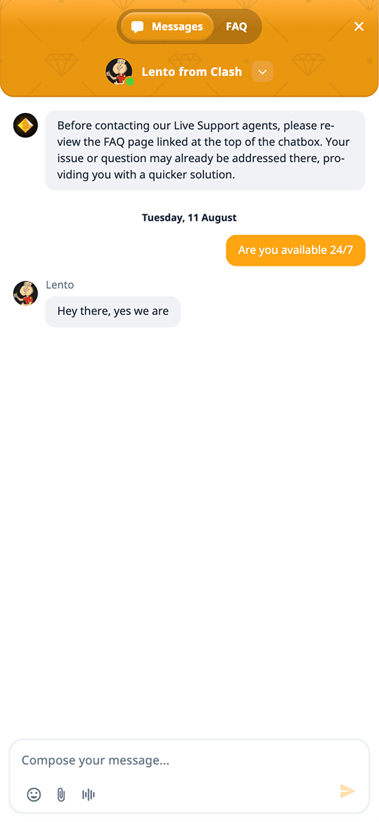Clash.gg Casino Support