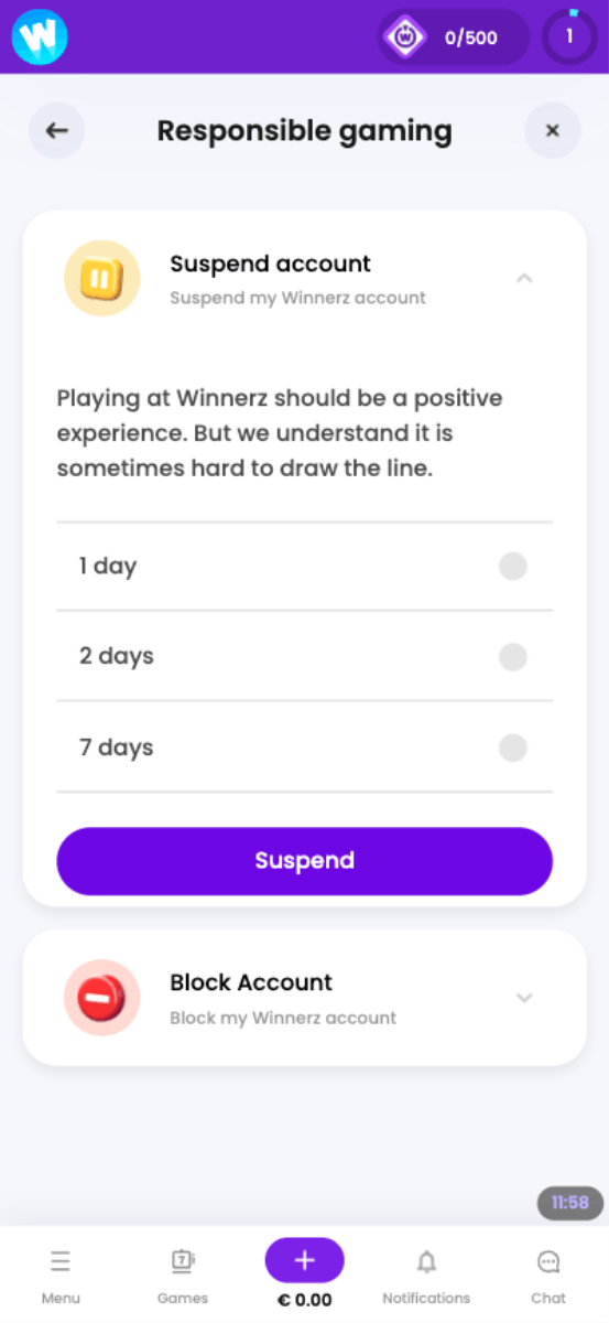 Winnerz Casino Responsible Gambling