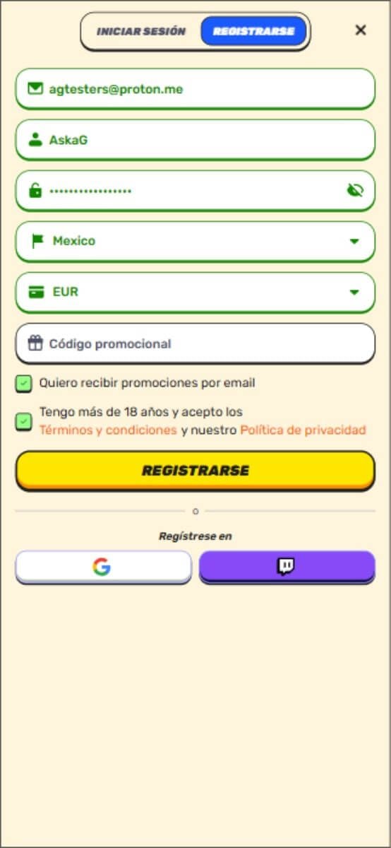 Gamblezen Casino Inscripción