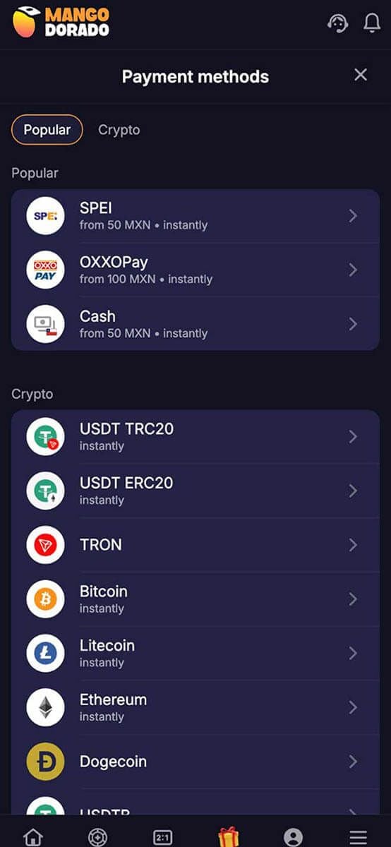Mango Dorado Casino Payments