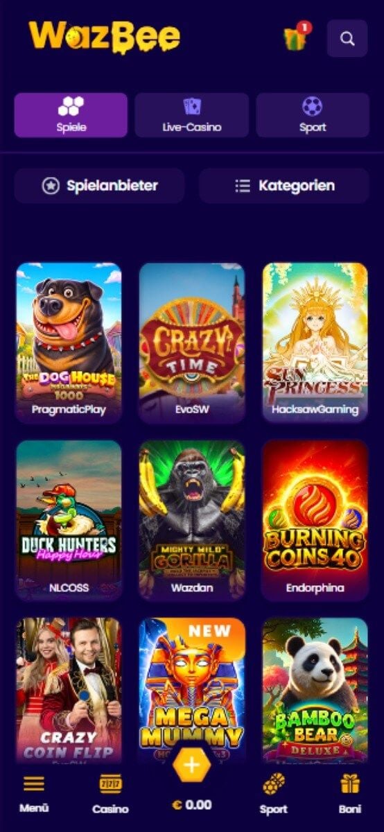 Wazbee Casino Spiele