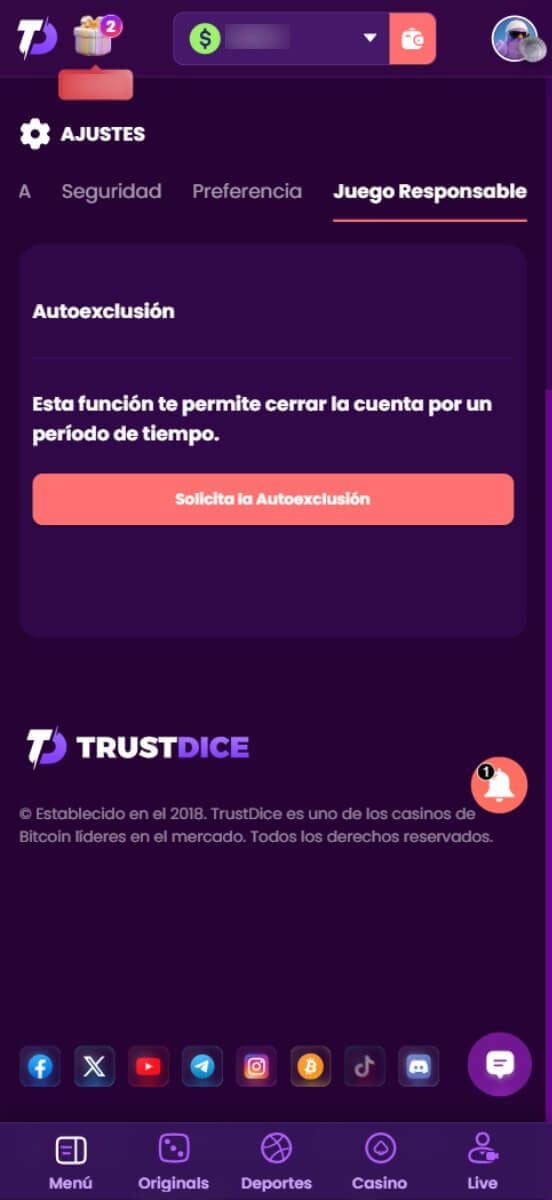 TrustDice Casino juego responsable