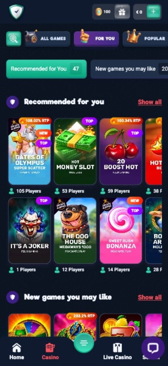 SafeCasino Games Lobby