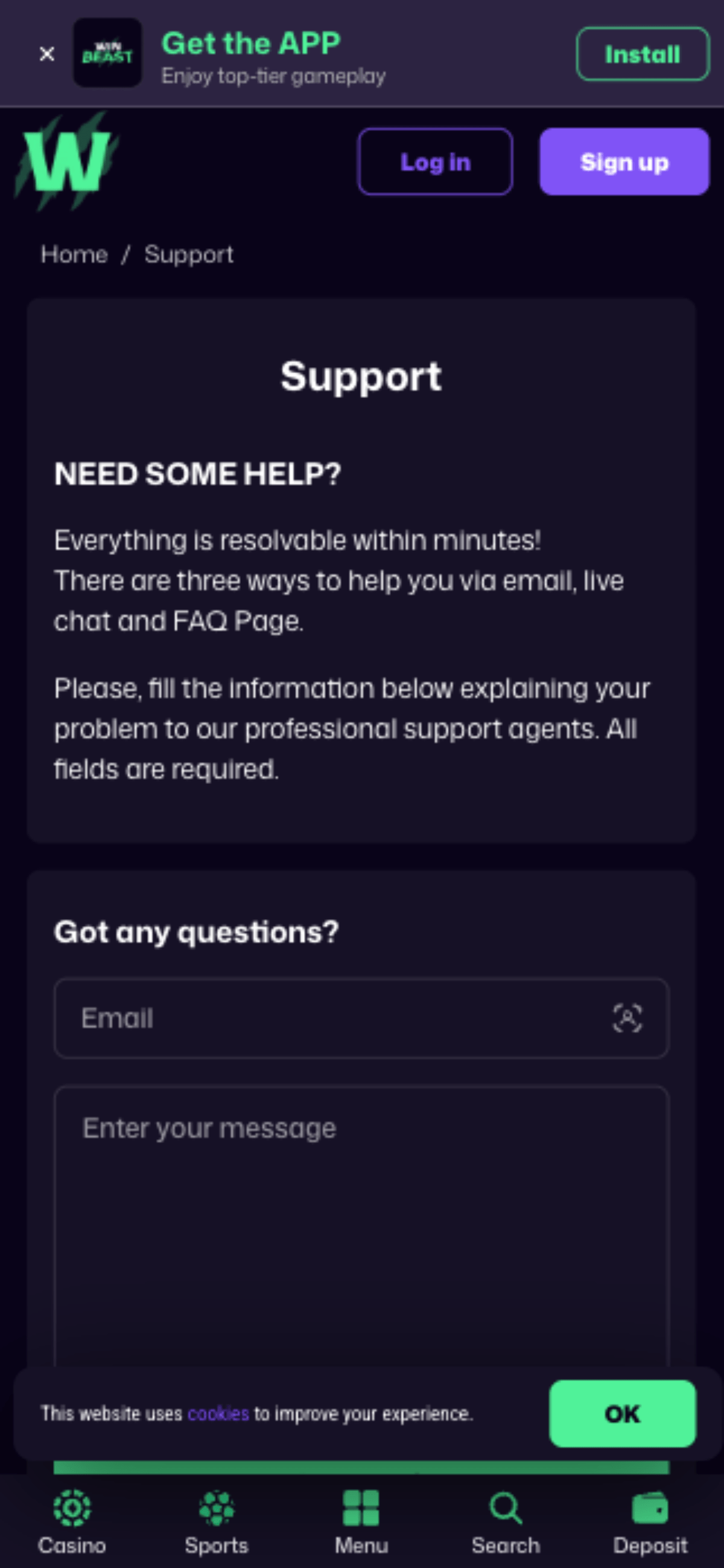 Win Beast Casino Support