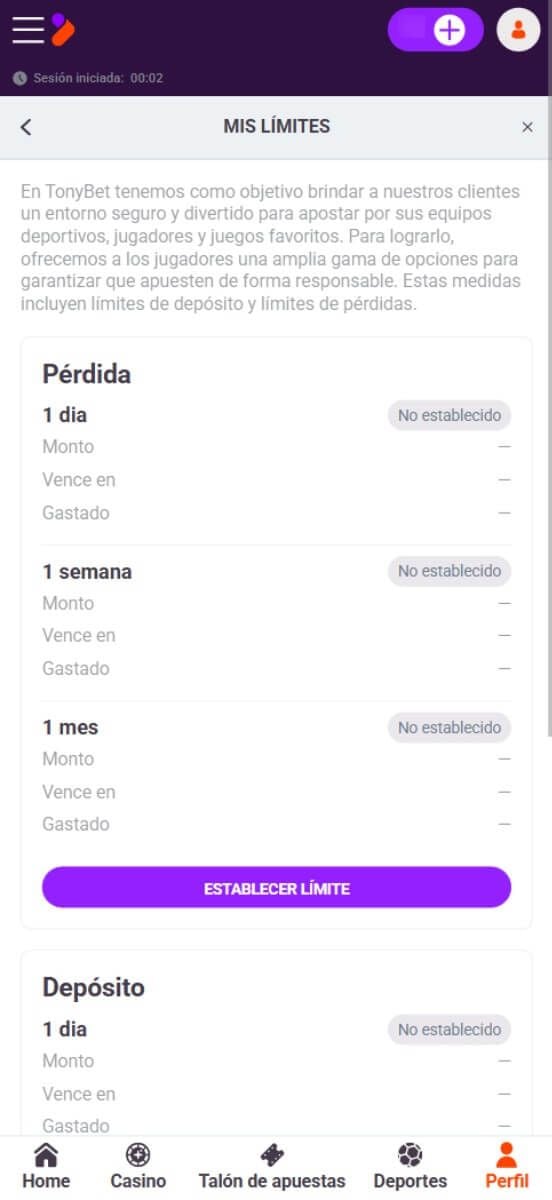 TonyBet Casino juego responsable