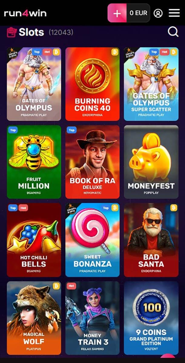 Run4Win Casino Games Lobby