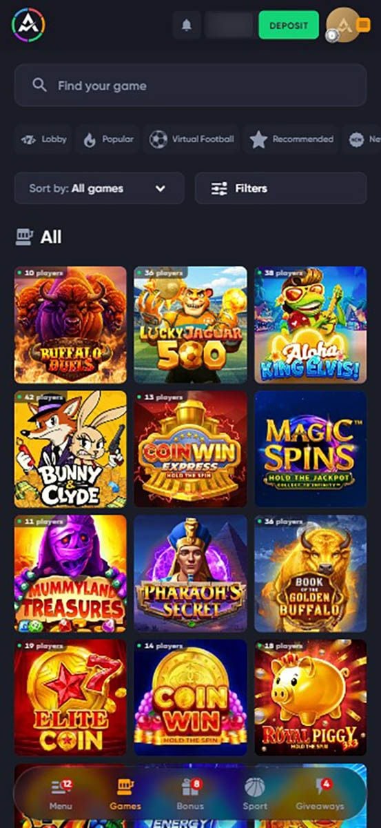 Spinarium Casino Games Lobby