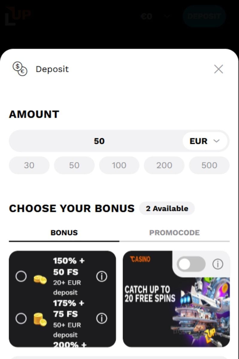 levelup casino cashier