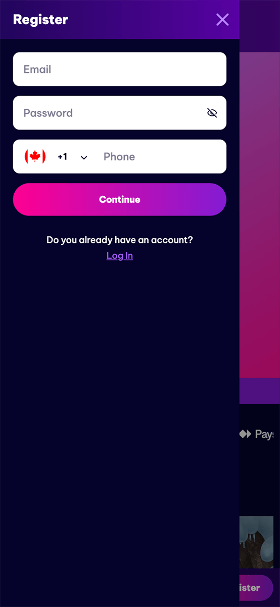 Berriez Casino Registration Form