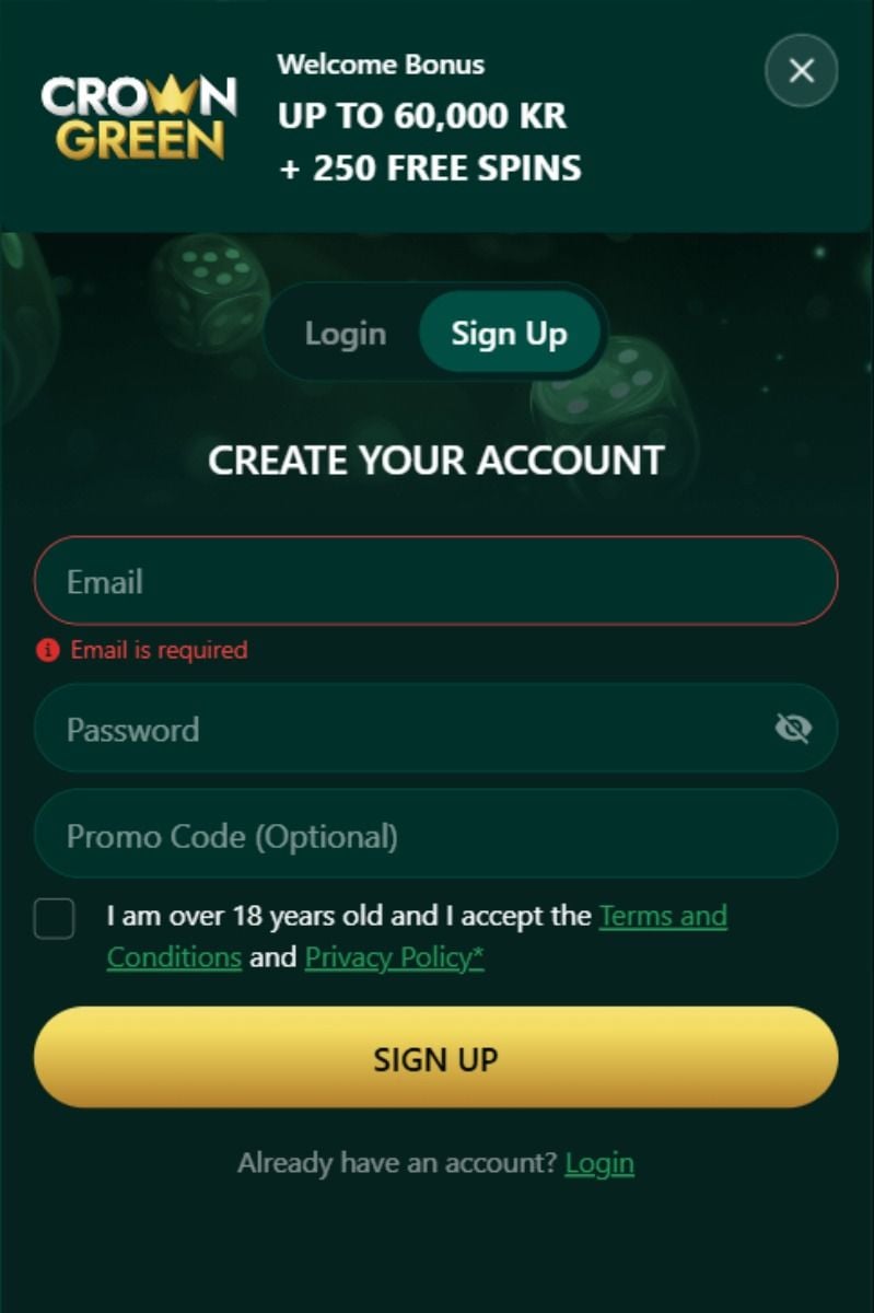 Crowngreen signup
