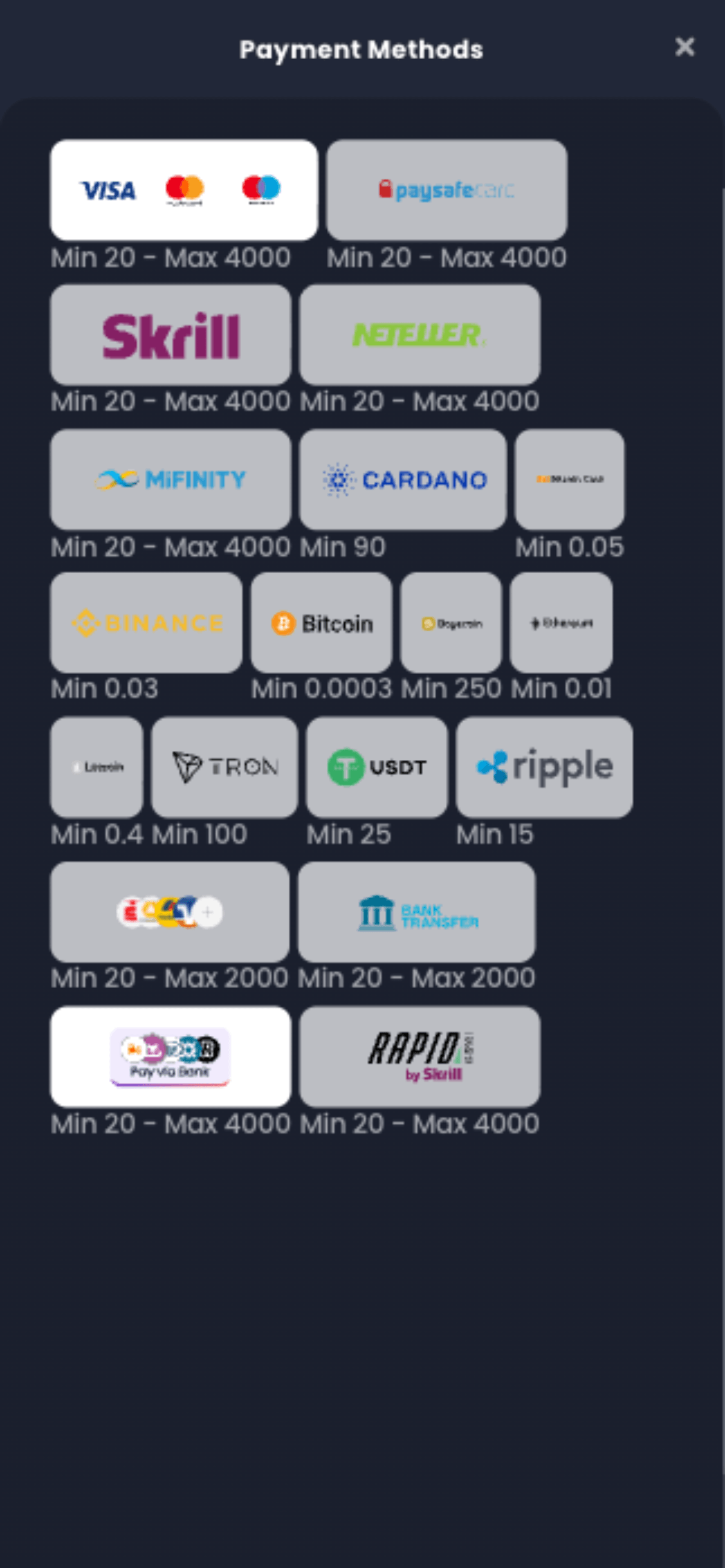 CrocoSlots Casino Payments