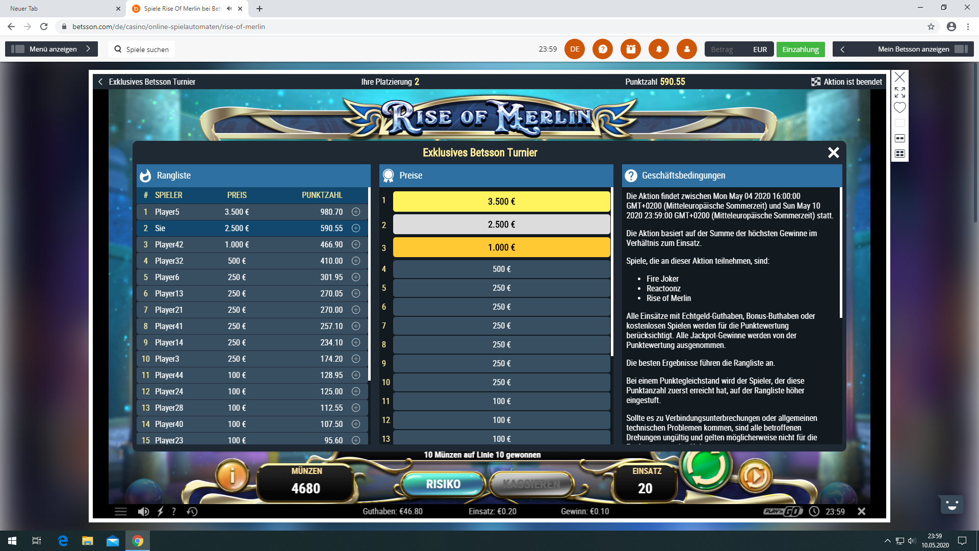 Tunier   10-05-  Platz 2    23- 59 Uhr  End Platzierung.png