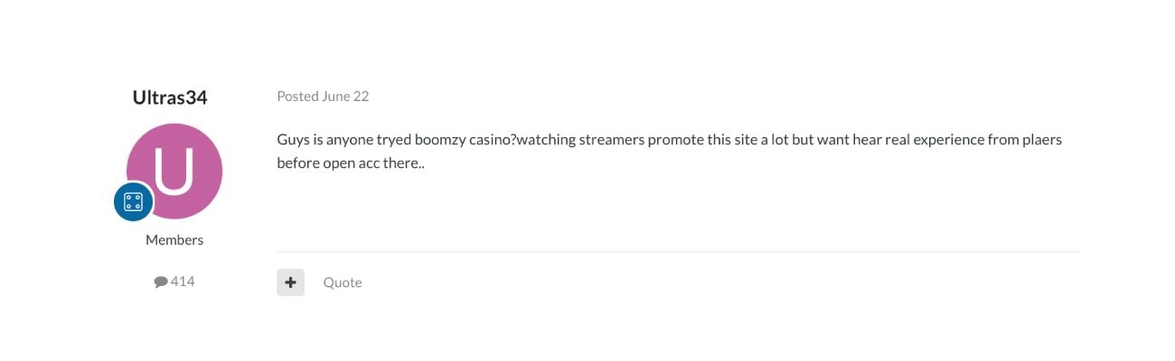 A forum post from a player looking for other players' experiences