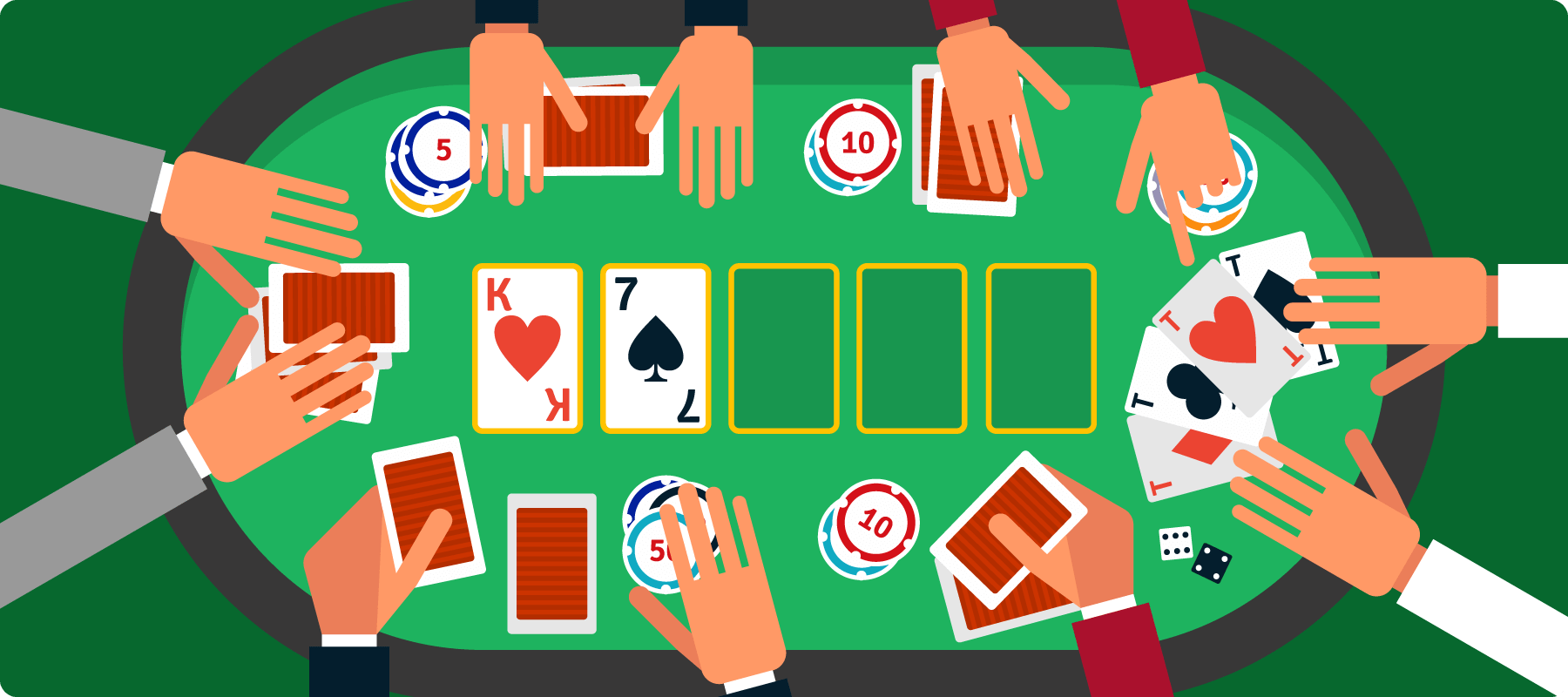 A poker player playing with his chips at the table