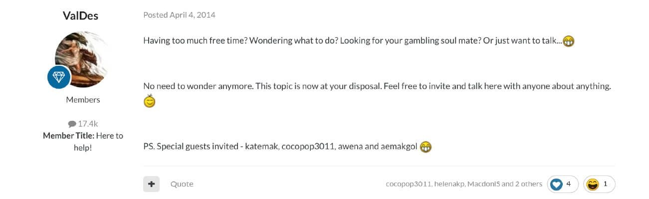 The beginning of a forum thread