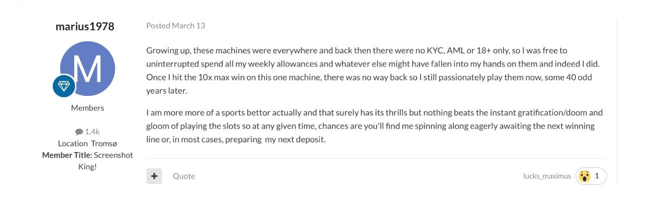 AskGamblers forum comment