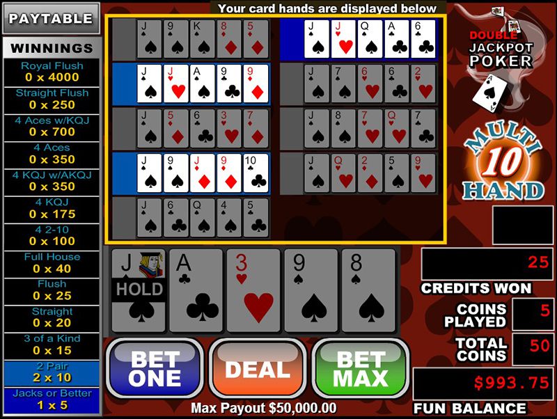 Multi Hand Multi Hand Double Jackpot Poker (10 Hand) by RTG Reviews & Ratings by ...