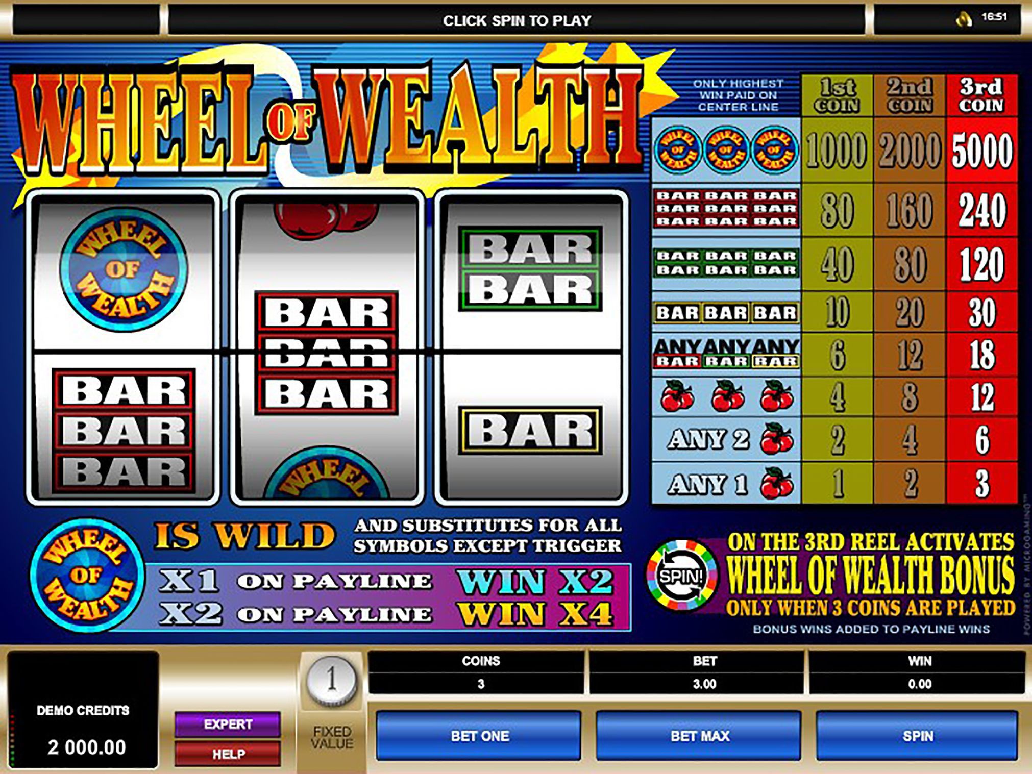 Wheel of Wealth 3 Reel