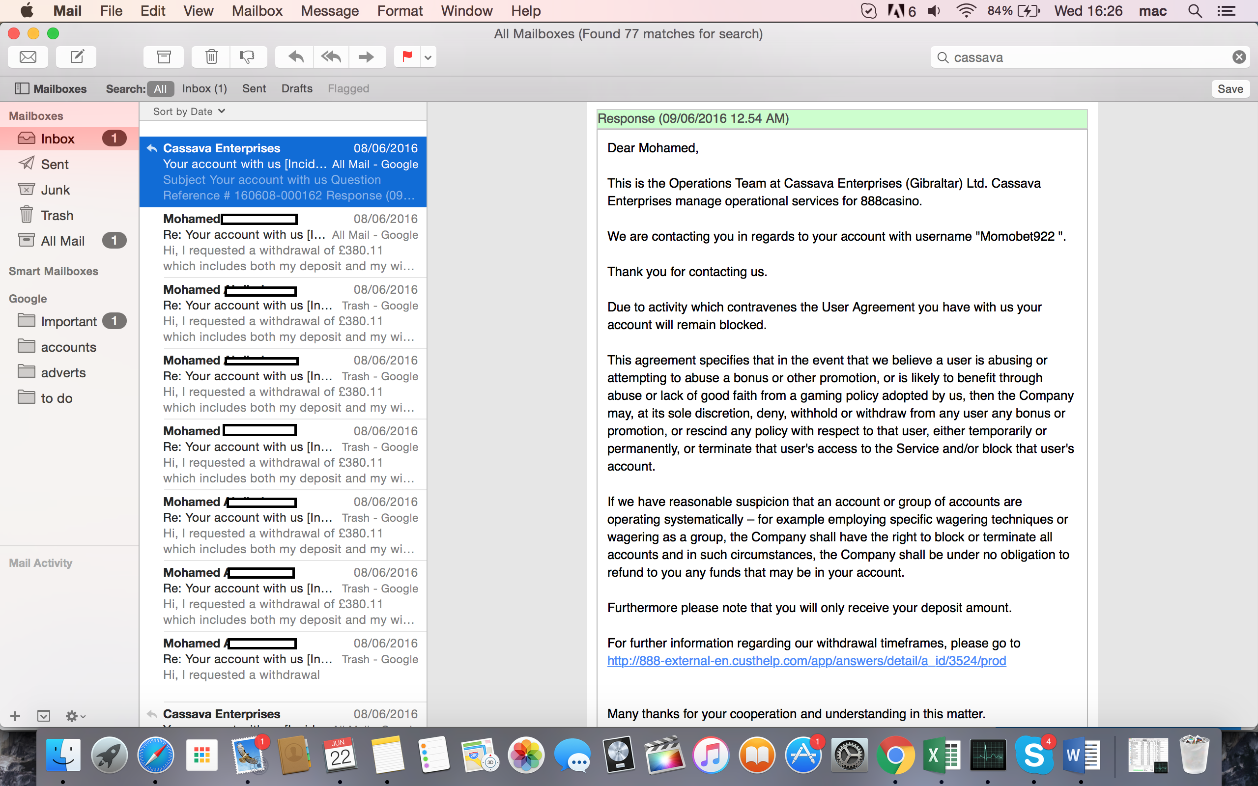 777 Casino Account closed and winnings withheld with no further